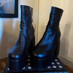 Black Leather Platform Boots
